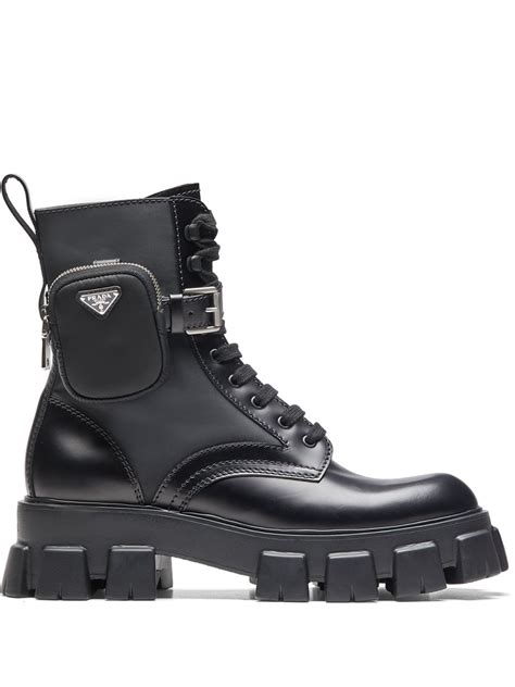 prada platform ankle boots side zip|prada ankle pouch combat boots.